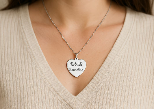 Collier Pendentif Cœur Personnalisé argenté