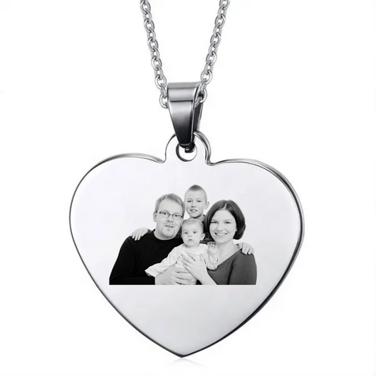 Collier Pendentif Cœur Personnalisé argenté Avec photo
