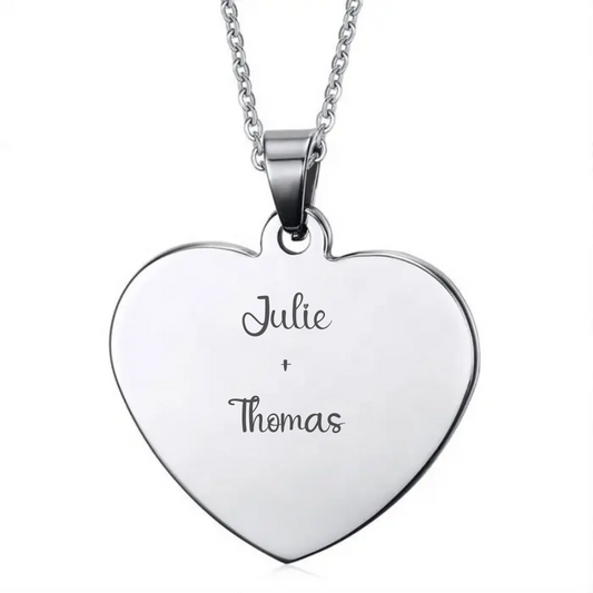 Collier Pendentif Cœur Personnalisé argenté