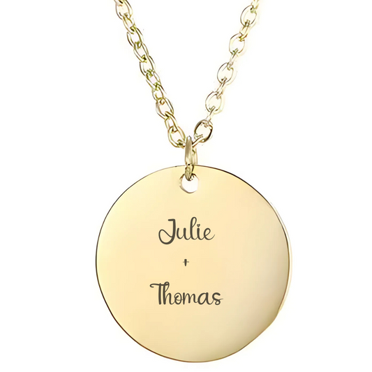 Collier avec Pendentif Rond Personnalisé doré