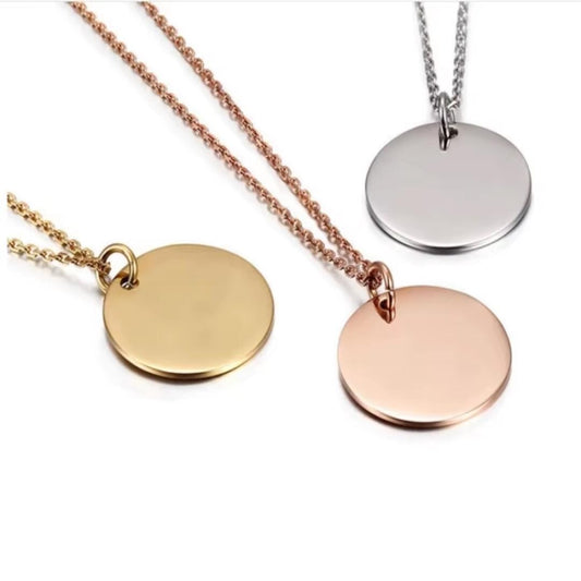 Collier avec Pendentif Rond Personnalisé doré